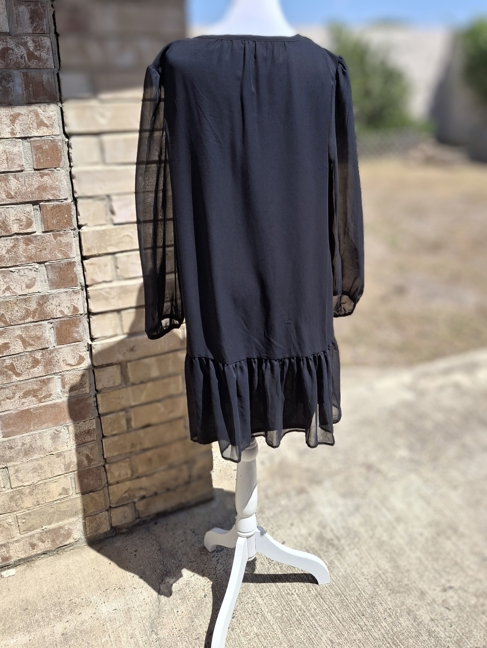 Draper James Long Sleeve Flounce Ruffle Tier Black Dress   Women Size Medium - Picture 6 of 15